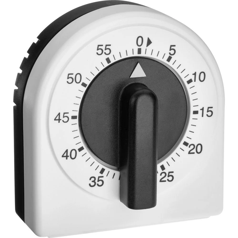 Analoger Küchen-Timer – mechanische Eieruhr, Weiß-Schwarz